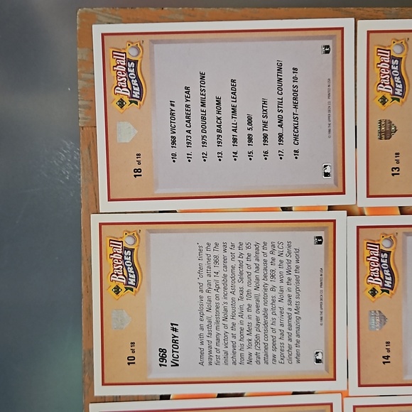 1990 Upper Deck Baseball Heros Nolan Ryan cards 10-18 - Picture 12 of 15